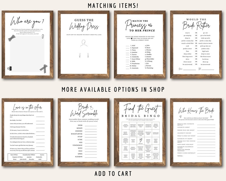Minimalist Wedding Shower Games Bridal Shower Games Etsy