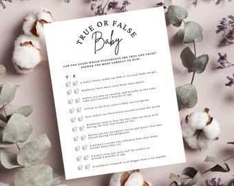 TRUE or FALSE Baby Shower Game, Baby Shower Games, Family Feud Game, Baby Shower Gift, Baby shower favors, Gender Reveal, Party Games, Ideas
