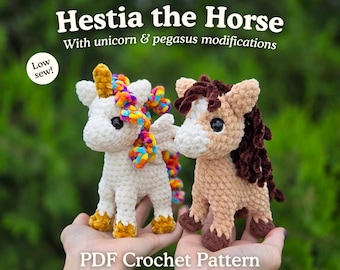 Standing Horse / Unicorn / Pegasus Crochet Amigurumi Pattern (Low-sew PDF Pattern)