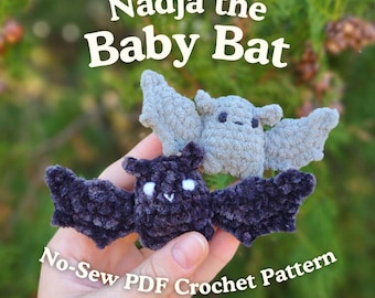 Mönster för virkade amigurumi-tyger till liten fladdermus utan sömnad (PDF-mönster)