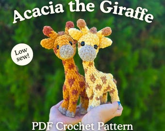 Standing Giraffe Crochet Amigurumi Pattern (Low-sew PDF Pattern)
