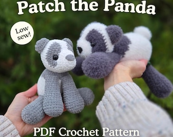 Patrón de amigurumi de panda flexible (patrón PDF de costura baja)