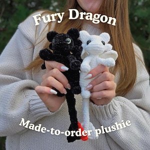 Night Fury Light Fury Inspired Small Dragon Plushie | Handmade to Order | Small Crochet Standing Toothless Plushie Cuddler | Stuffed Animal