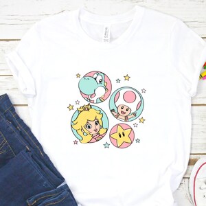 Maglietta per bambini Super Mario Bros Luigi Peach