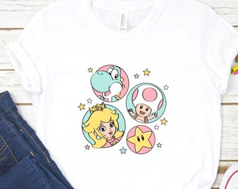 Super Mario Bros Luigi Peach KIDS Tshirt
