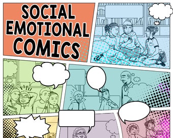 Actividad de tira cómica para estudiantes con autismo, TDAH u otras diferencias sociales para enseñar habilidades de interacción social
