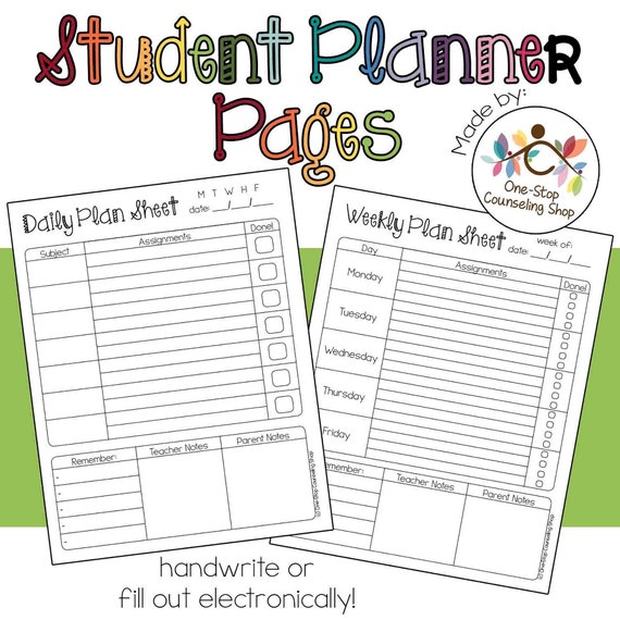 Student Homework Planner and Assignment Tracker Pages | ADHD Planner, Classroom Organization, Teaching Resource