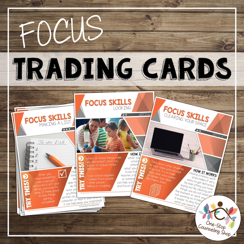 Attention and Focus Trading Cards – Classroom Behavior Tools, Occupational Therapy, Counseling, Psychology, Social Work Resources for ADHD image 1