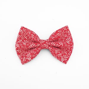 Pajarita floral para perro: accesorio de algodón rojo para collar