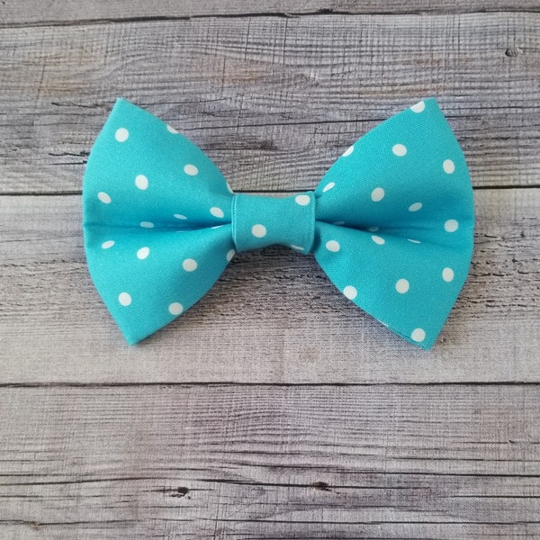 Dog Bow Tie, pet accessories, light blue, dog neckwear, polka dot bow ties