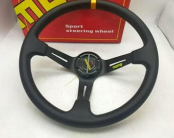 Set MOMO 14inch Sport Steering Wheel 3-STROKE Drifting Deep Power Steering Wheel model 8905 Free Ship