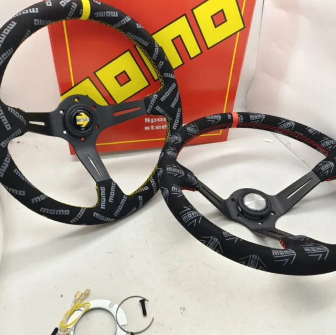 Set Deep Suede Momo Alcantara Steering Wheel 350MM Free Ship