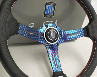 Set Titanium Blue Nardi Racing Steering Wheel Universal Rainbow Steering Wheel 8917C Free Shipping