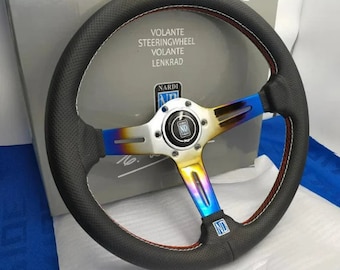 Set NARDI TORINO Leather Titanium Blue Rainbow Style Sport steering Wheel 8917-CB Free Ship