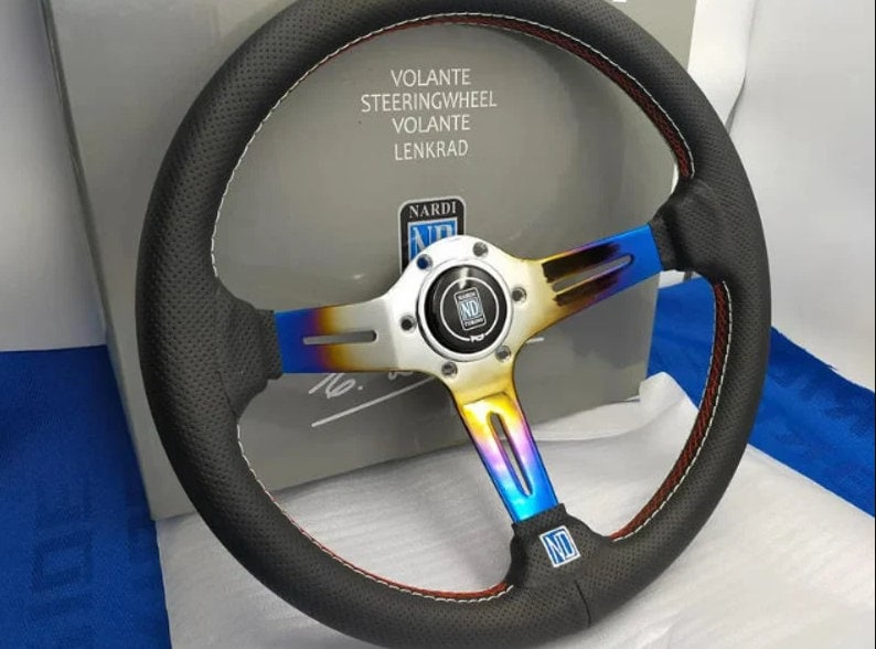 Set NARDI TORINO Leather Titanium Blue Rainbow Style Sport steering Wheel 8917-CB Free Ship