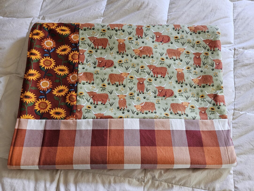 Pastoral Cow And Sunflower Quilted Blanket NCU0TH827