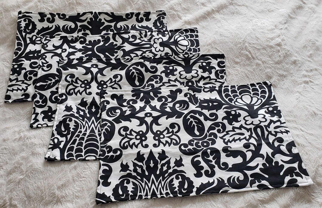 Damask Cotton Canvas Table Placemats Set of 4 Etsy