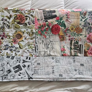 Jardin de Fleurs Paris France Fleece Lined Blanket Scrappy Blanket