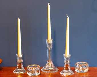 CANDLESTICKS Set of 5 Sparkling Votive and Taper Leaded Crystal Candle Holders, Mix and Match Style, Venetian, Czech and Austrian Crystal