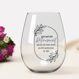 Retirement Gifts For Women, Personalized Wine Glass For Retirement, Retirement Gifts For Women Coworker, Retirement Wine Glass