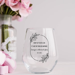 Personalized Retirement Wine Glass: Custom Printed Stemless Gift