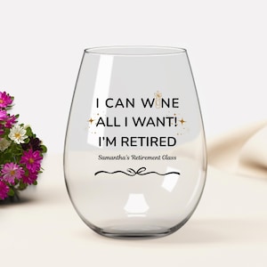 Personalized Retirement Wine Glass: Custom Name Gift