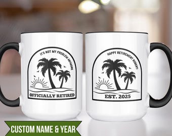 Personalized Retirement Coffee Mug: Elegant Gift for Coworker, 15oz Black Accent