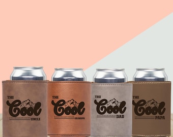 Uncle Can cooler, Laser Engraved Vegan Leather Can Cooler, Uncle Gift