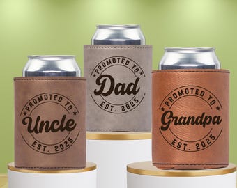 Pregnancy Announcement Vegan Leather Can Cooler,  New Uncle Gift