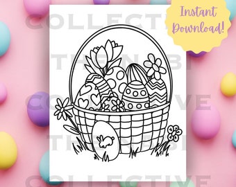 Printable Easter Egg Coloring Sheet Page for Kids and Adults