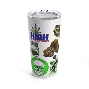 Tumbler 20oz w/Marijuana Faux Stickers Motif