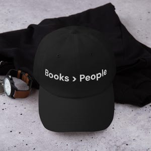 Books &gt; People Hat – Embroidered Funny Reader Dad Hat, Book Lover Gift, Unisex Cotton Baseball Cap for Introverts with Free Shipping
