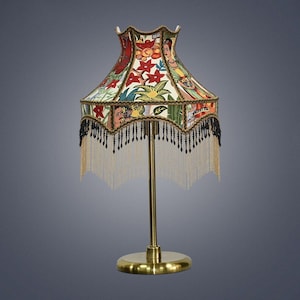Frida&#39;s Garden Lamp with Lamp shade, Vintage /Retro Lamp , Fringed Lamp shades