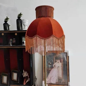 Vintage Velvet Fringe Lamp Shade , Victorian Lampshade For Table Lamp / Floor/Ceiling Lights, European Luxury Lamp Shades