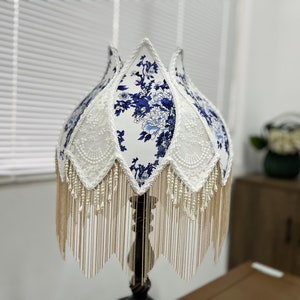 Blue and White Porcelain LampShades, Vintage/Retro Lamp shades, Elegant Flora Lamp shade For Table Lamp / Floor Light, Luxury Lamp Shades