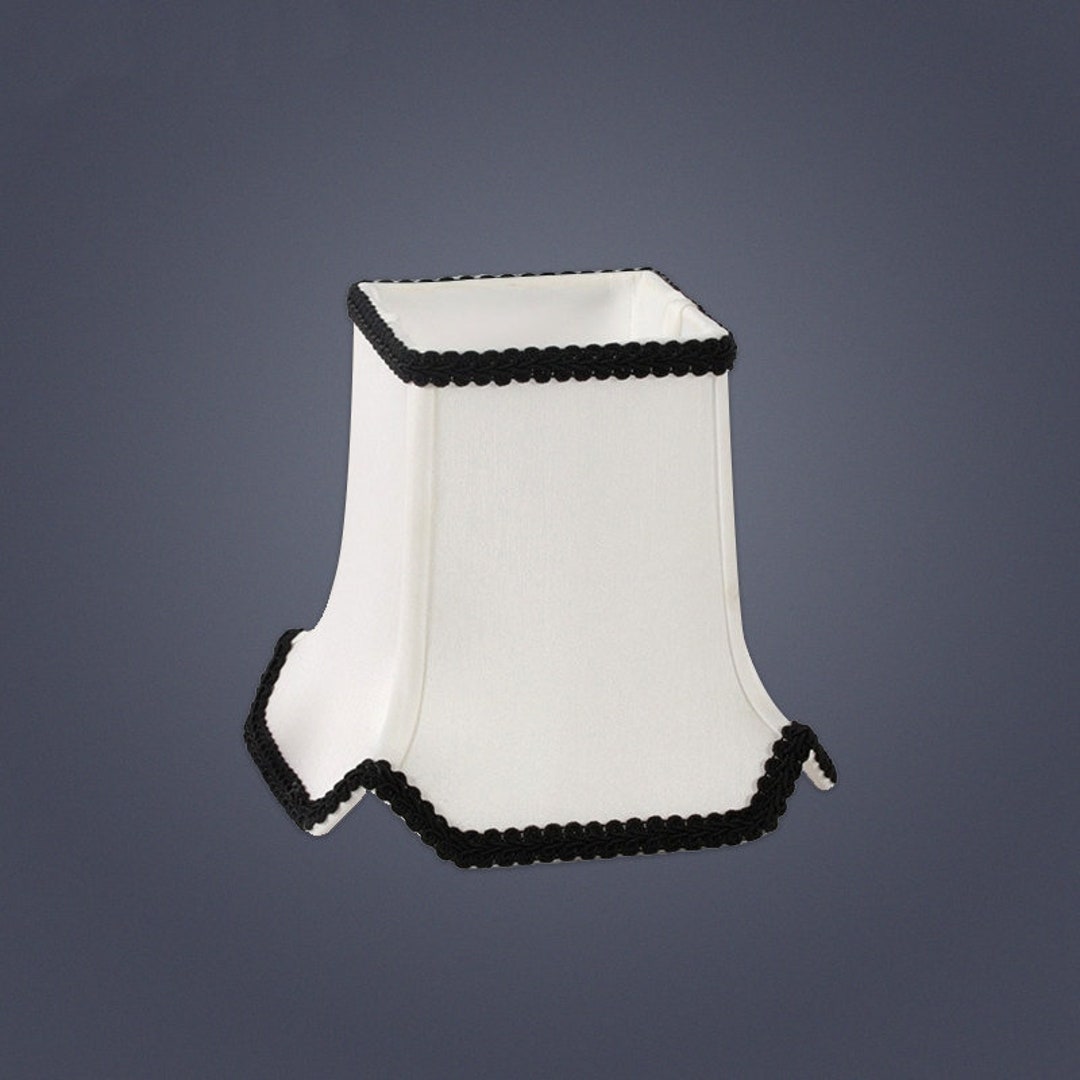 White Silk Small Square Lamp Shade With Elegant Black Lace for Etsy