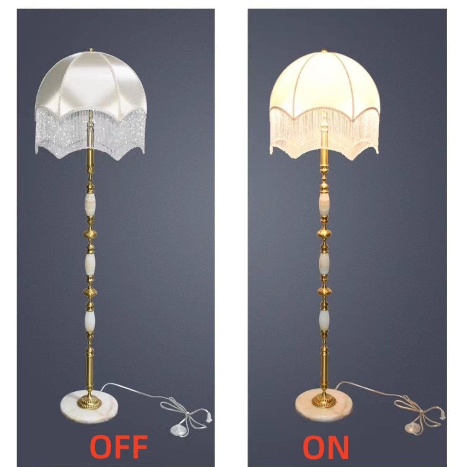 Pearl White Silk Lamp Shade With Beaded Fringes Vintage Etsy