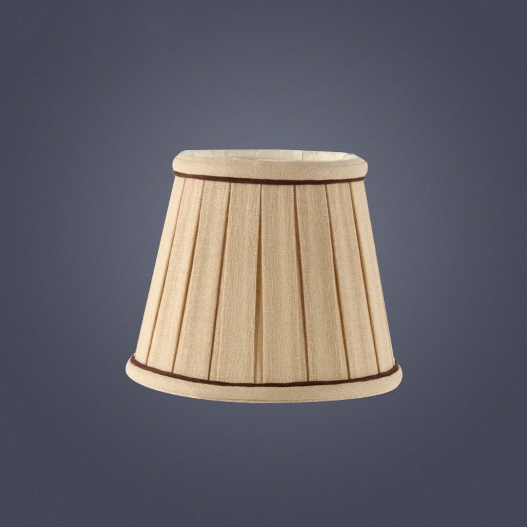 Mini Beige Pleate Linen Lamp Shades , Retro Style Lampshade for Table