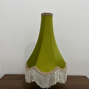 Green Silk LampShades With Tassels, Vintage Lampshade For Table Lamp / Floor Light, Luxury Lamp Shades (E27/E24)