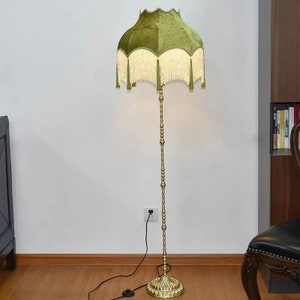 Base de lámpara de cobre vintage pantalla de lámpara con flecos, pantalla de terciopelo para lámpara de mesa/luz de suelo, colgante de techo de lujo, pantallas de lámpara personalizadas imagen 6
