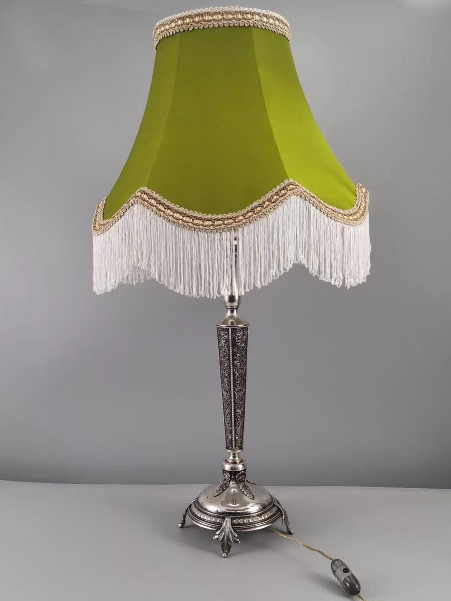 Green Silk Lampshades With Tassels Vintage Lampshade for Etsy