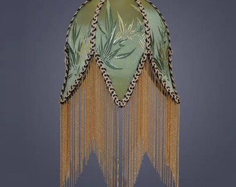 Green Leaves Lamp Shades with Tassels ,Vintage/Retro Lampshades,Fabric Lamp shade For Table Lamp