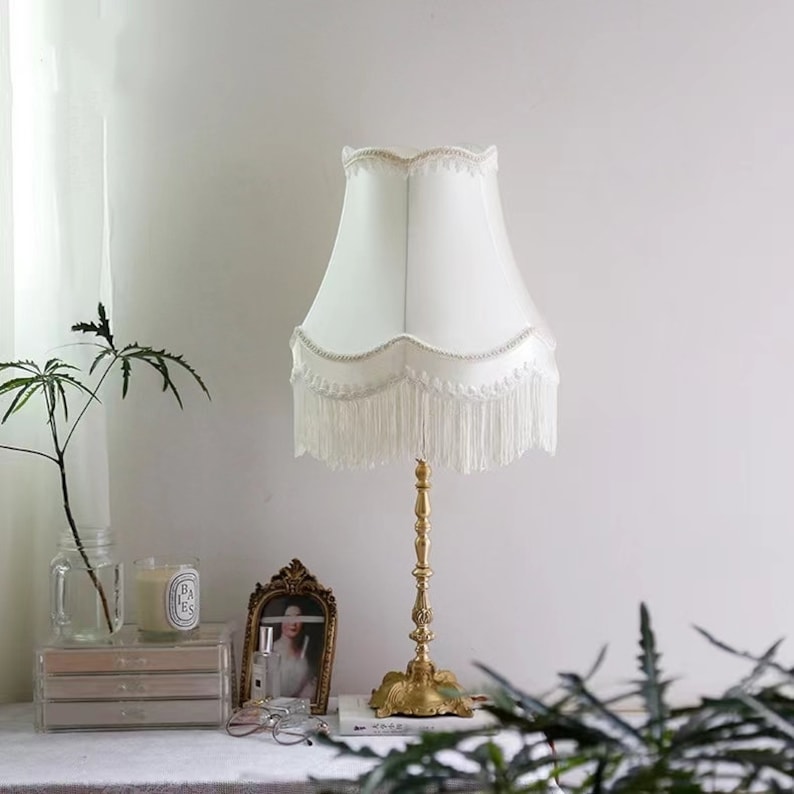 Pearl White Handmade Lamp Shades With Tassels European Style Etsy