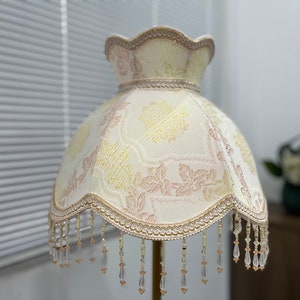 Vintage Scallop Dome LampShades Handmade Lamp Shades With Tassels, Luxury Fabric Lampshade For Table Lamp / Floor Light