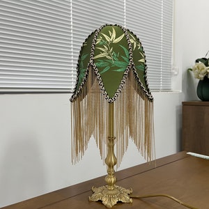 Bambusblätter Lampe mit Fransen Lampenschirm, Vintage Lampenschirme, Stoff Lampenschirm für Tischlampe
