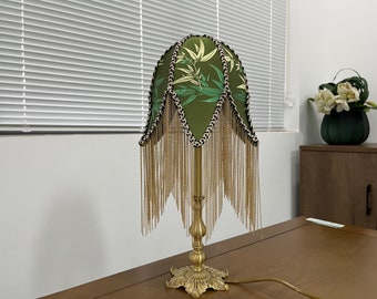 Bamboo Leaves Lamp with Fringed Lampshade,Vintage Lampshades,Fabric Lamp shade For Table Lamp