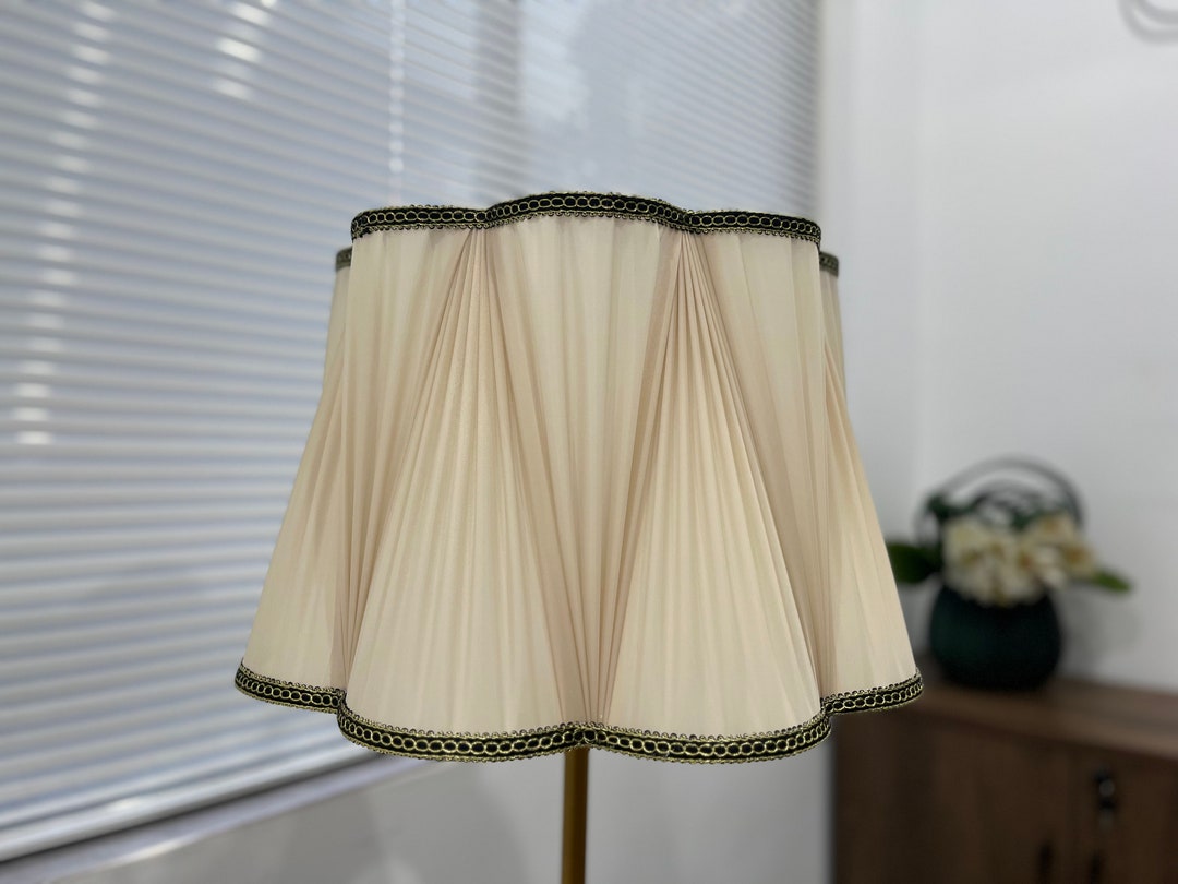 Handmade Silk Pleated Lamp Shades, Cream Lampshade Pendant for Table