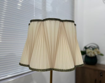Handmade Silk Pleated Lamp Shades, Cream Lampshade Pendant for Table Lamp/Floor Light, Custom LampShades