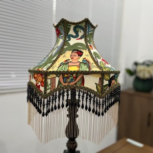 Frida's Garden lampshades, Vintage /Retro Lampshade , Luxury Lamp Shades ,Fringed Lamp sahdes,Art Lamp shade Home Decor,Housewarming gift