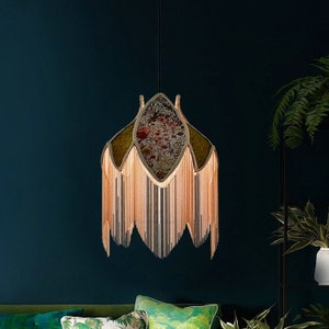 Luxus Kupfer Fransen Lampe/Lampenschirm, Vintage Samt Lampenschirm für Stehlampe/Deckenleuchte Anhänger